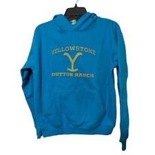 Live and Tell Hoodie Yellowstone Graphic Blue Kangaroo Pocket Size XL