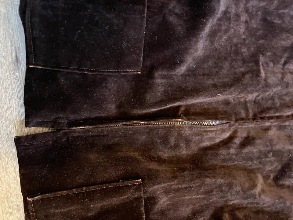 Chaqueta de Colección Años 50 Para Hombre Terciopelo Marrón Gamuza Algodón Cremallera Completa Talla 46 Foto 3 de 4