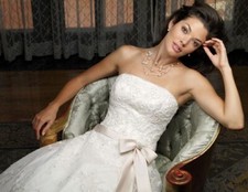 1399 CASABLANCA 10 IVORY CHAMPAGNE BEADED ALENCON LACE A-LINE WEDDING GOWN