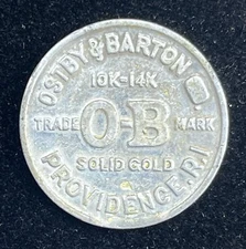 Ostby & Barton Providence RI "Solid Gold" Rings Jewelry Alum Trade Token Globe