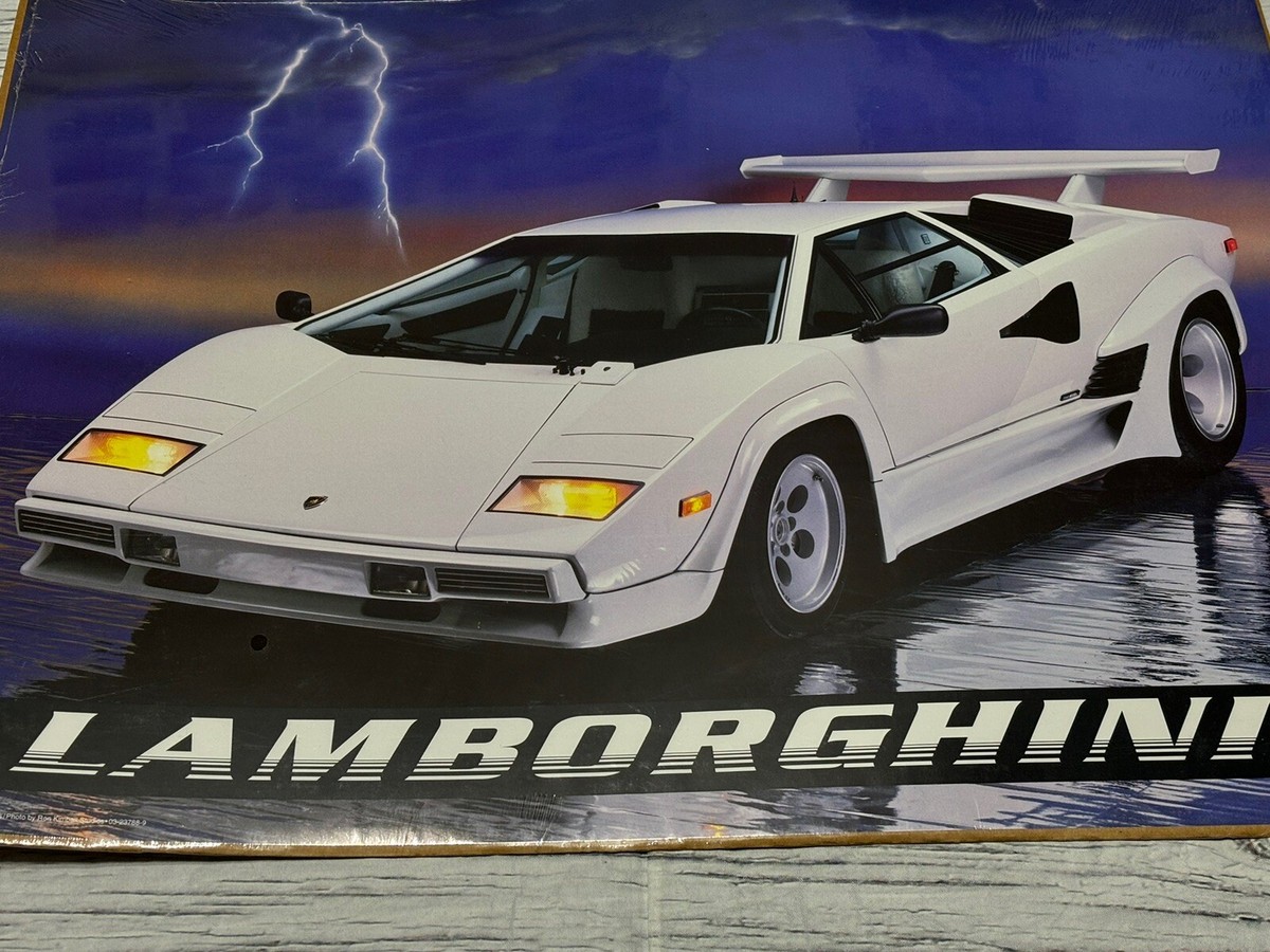 Vintage Lamborghini Countach 1992 Poster White 20 x 15 Auto Wall