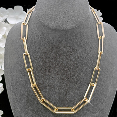 CHUNKY PAPERCLIP Chain Link 14K Yellow GOLD EP
