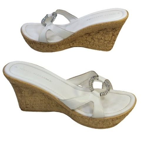 white cork platform heels