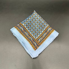 Vintage Scarf Glentex Japan Blue Orange Geometric Square Wrap Accessory 1970s