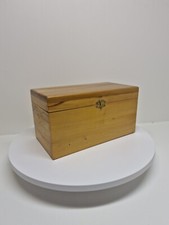 Vintage Wooden Jewelry Trinket Box Treasure Hand Carved Signed 11"W D47