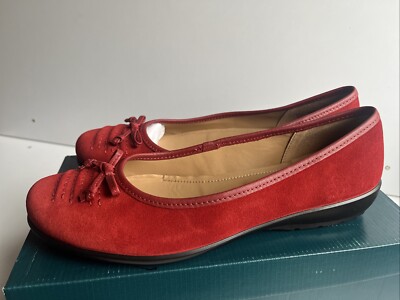 Hotter Comfort Concept 'Emmy' Scarlet Suede Ballet Flats UK8 EU42 UK