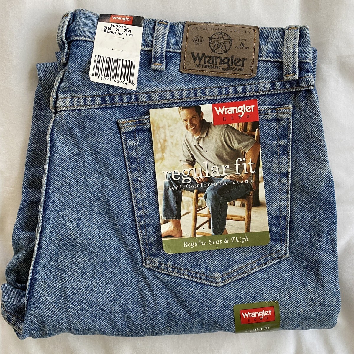 NEW Wrangler Hero Regular Fit Men's Jeans Blue 5 Star Premium