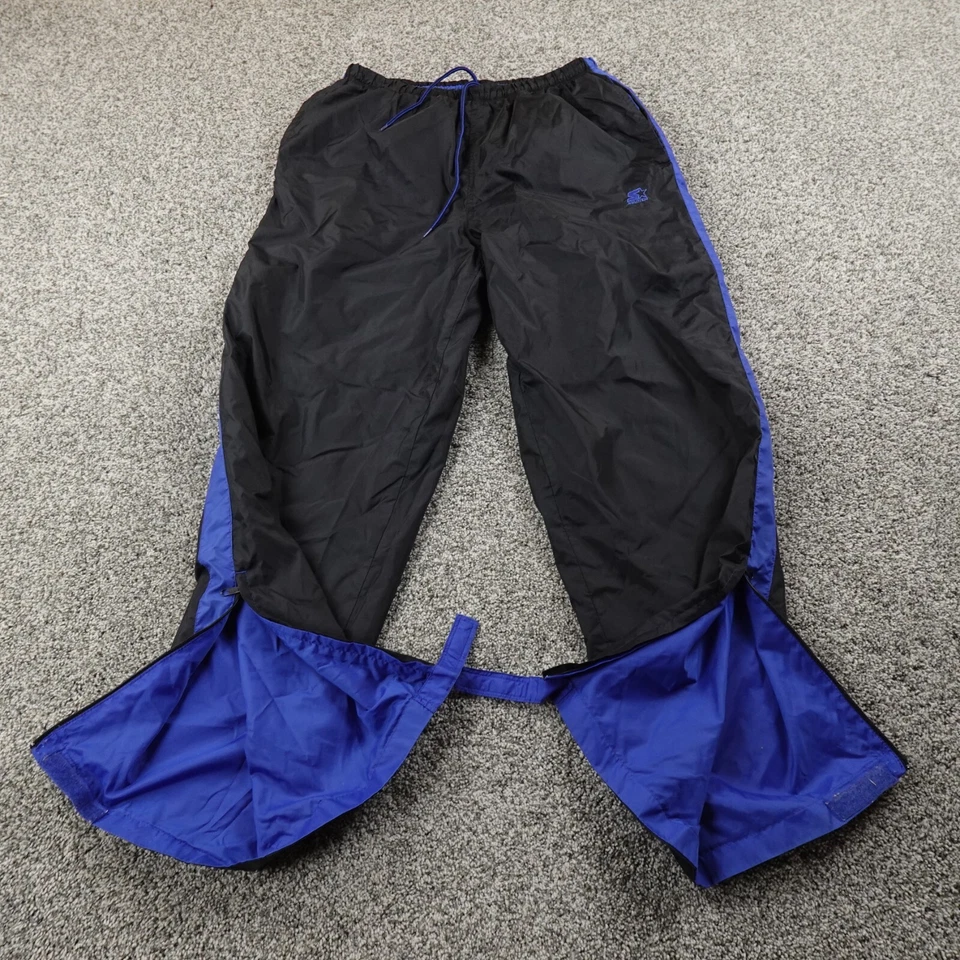 VTG Starter Pants Mens M Black Baggy Drawstring Track Windbreaker Jogger 90s Y2K - Image 3 of 4