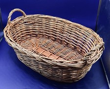 Vintage Woven Wicker Basket With Handles Medium Centerpiece 16.5" X 11" X 7"