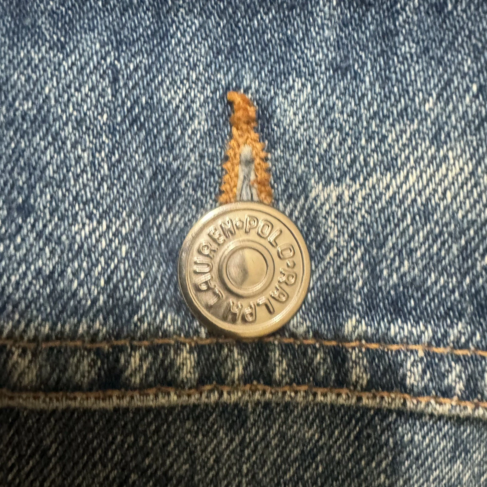 VTG Polo Ralph Lauren Authentic Dungarees Denim Trucker Jacket Corduroy Collar L - product detail image 5