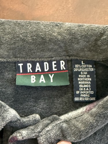 Vintage Trader Bay Mens Long Sleeve Shirt Size L Velvety Soft Gray Burgundy - Picture 3 of 5
