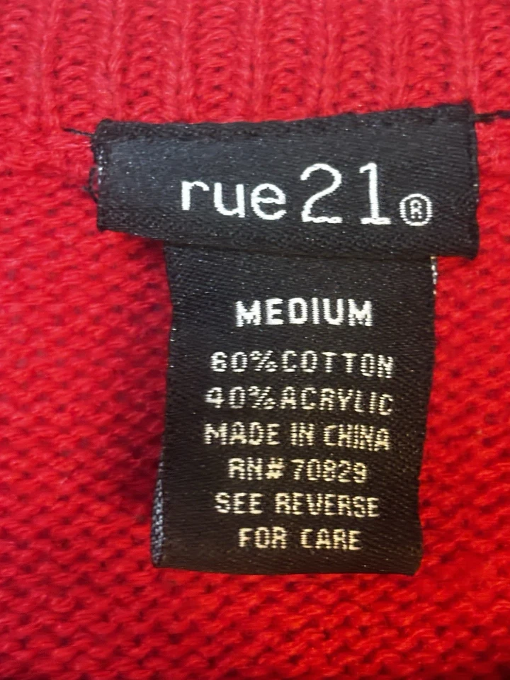 Rue 21 Womens Ugly Sweater Size Medium Winter Snowman Snow Long Sleeve Red - Image 3 of 4