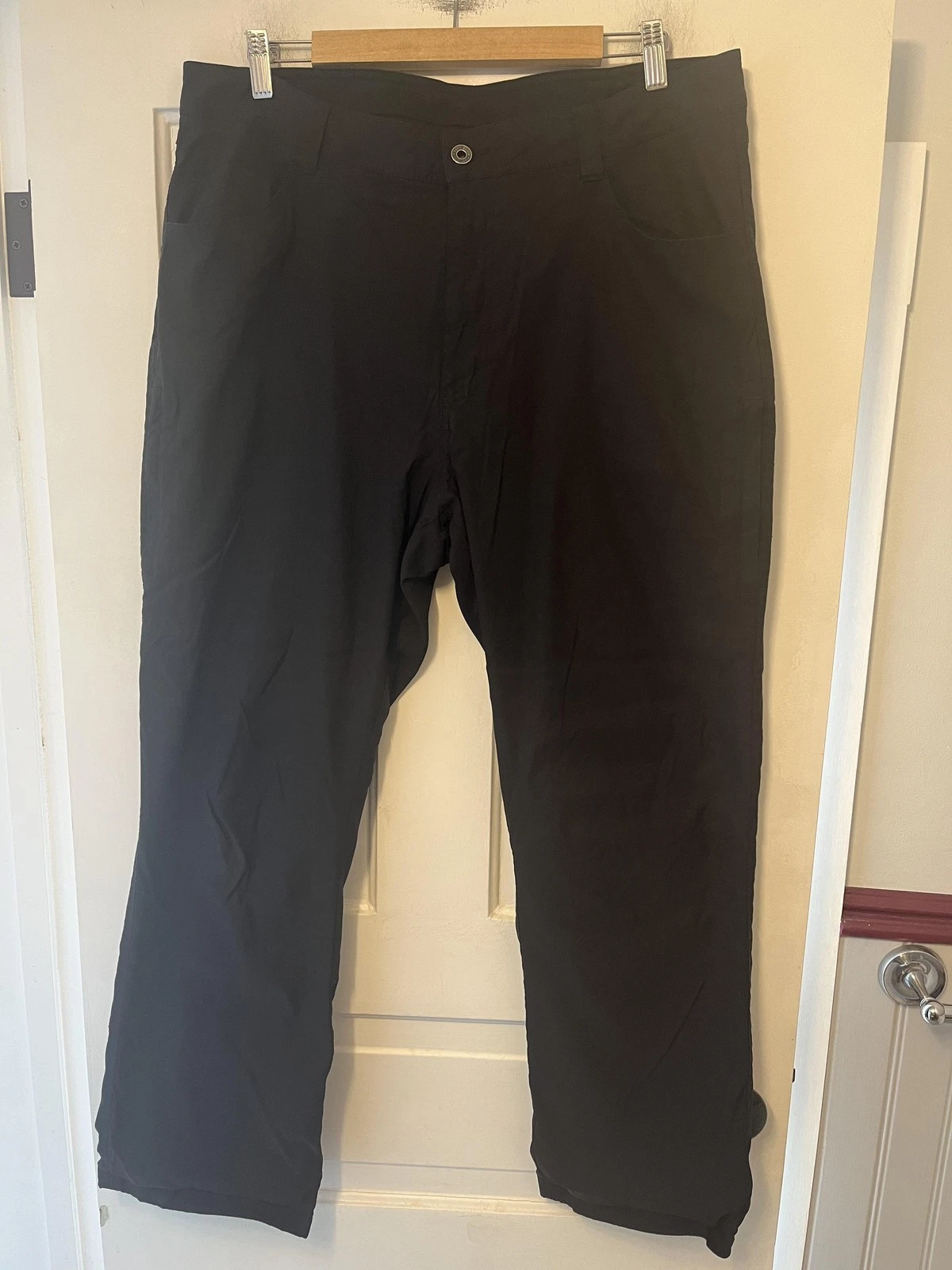 Eddie Bauer Pants Mens 36x30 Black Softshell Fleece Lined Hiking Winter Outdoor