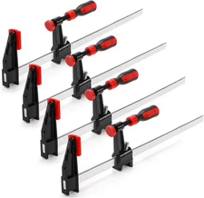 4-Pack 12" One-Hand Bar Clamps, 600lbs Load, Quick-Release F Clamps Set