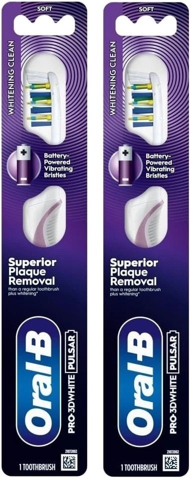 2× Oral-B Pro 3D White Pulsar Battery Toothbrushes – Whitening and Vibrating