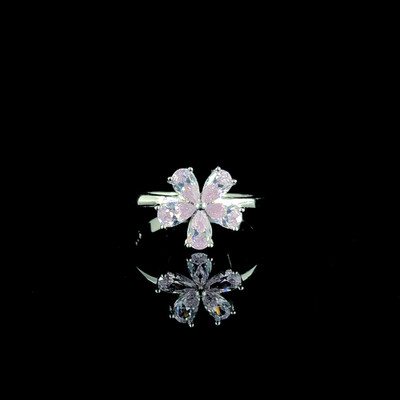 Floral Shine Luxury Silver Ring  , Anniversary Gift, Christmas Gift