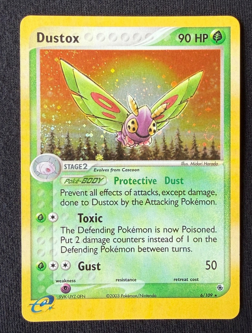 Dustox 6/109 Ruby and Sapphire Holo SWIRL Pokemon Card 2003 Rare