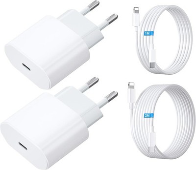 USB C Ladegerät 20W mit 2M und 1M Schnellladekabel 4-Pack Power Adapter