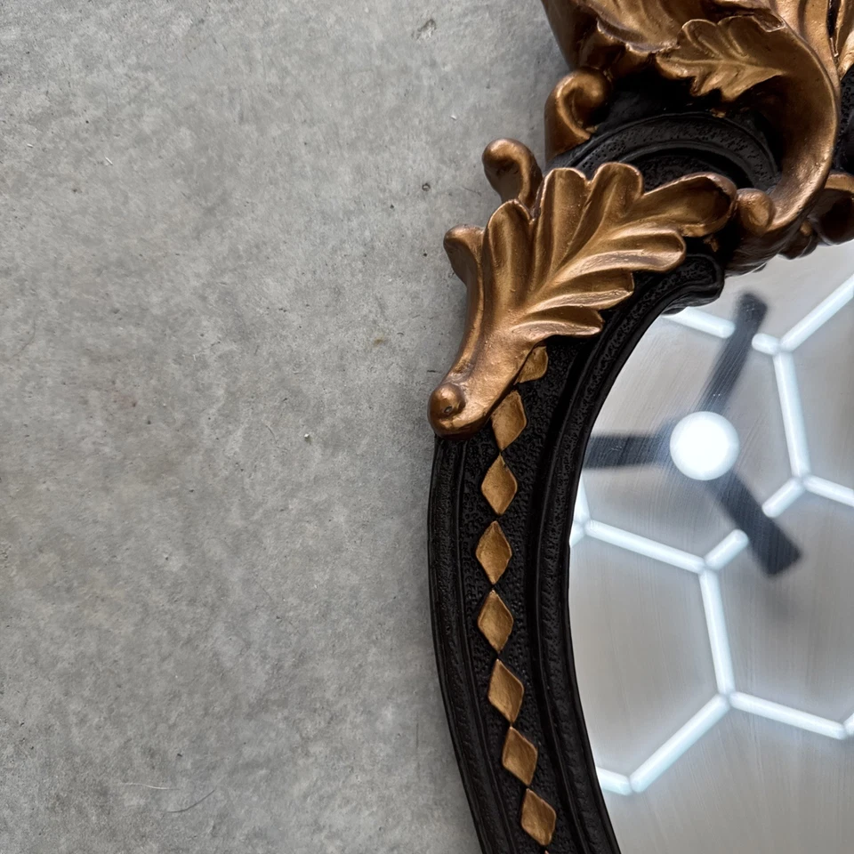 🔥 Set of 2 Ornate Gold Black Wall Mirrors w/ Shelf 22”x16” Vintage Heavy Luxe - Image 4 of 4