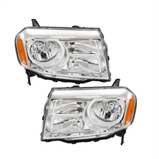 Silscvtt Left+Right Headlights Assembly For Honda Pilot 2012-2015 Halogen Chrome