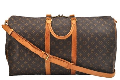 Authentic Louis Vuitton Monogram Keepall Bandouliere 55 M41414 Boston Bag AB697