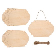 9"x6" Unfinished Hanging Wood Sign Blank with Ropes, Style 5, Pack of 12
