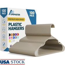 Heavy Duty Plastic Clothes Hangers Non-Slip Space Saving 100 Pack Organizer New