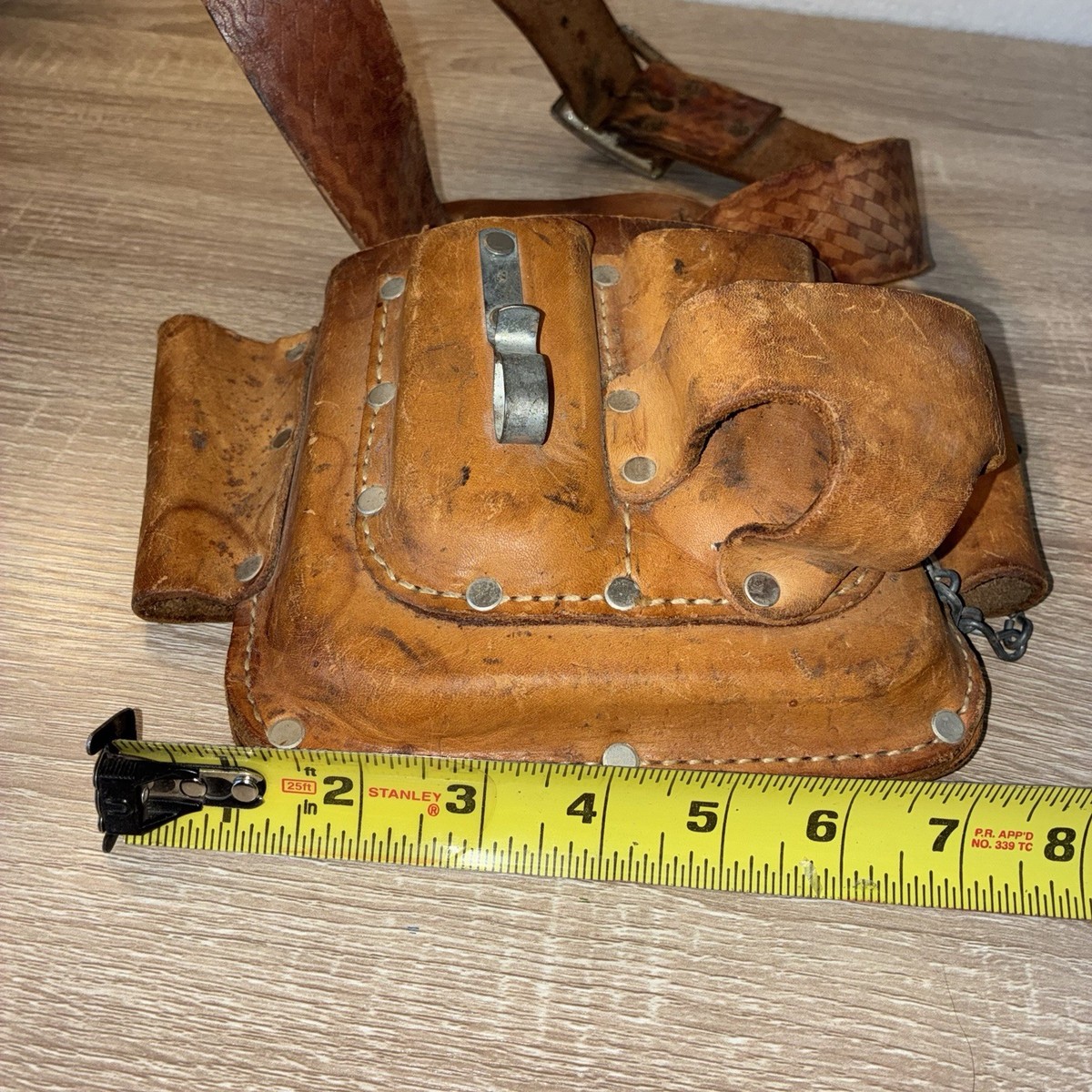 Nicholas Vintage Cowhide Pro Line Tool Pouch Holder Belt Brown