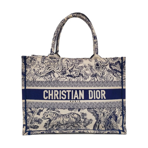 【Authentic】 DIOR Book Tote Blue Cloth Handbags (DDP)
