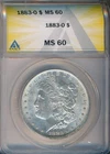 1883-O MORGAN SILVER DOLLAR **ANACS CERTIFIED MS 60** FREE SHIPPING!!