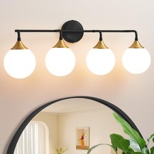 Ritakcdn Black Gold Bathroom Light Fixtures Over Mirror Vanity 4-Light