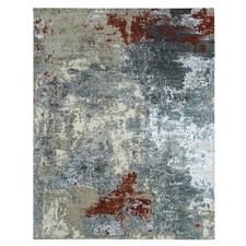 8'x10'2" Pewter Gray Abstract Design Pure Wool Hand Knotted Oriental Rug 83267