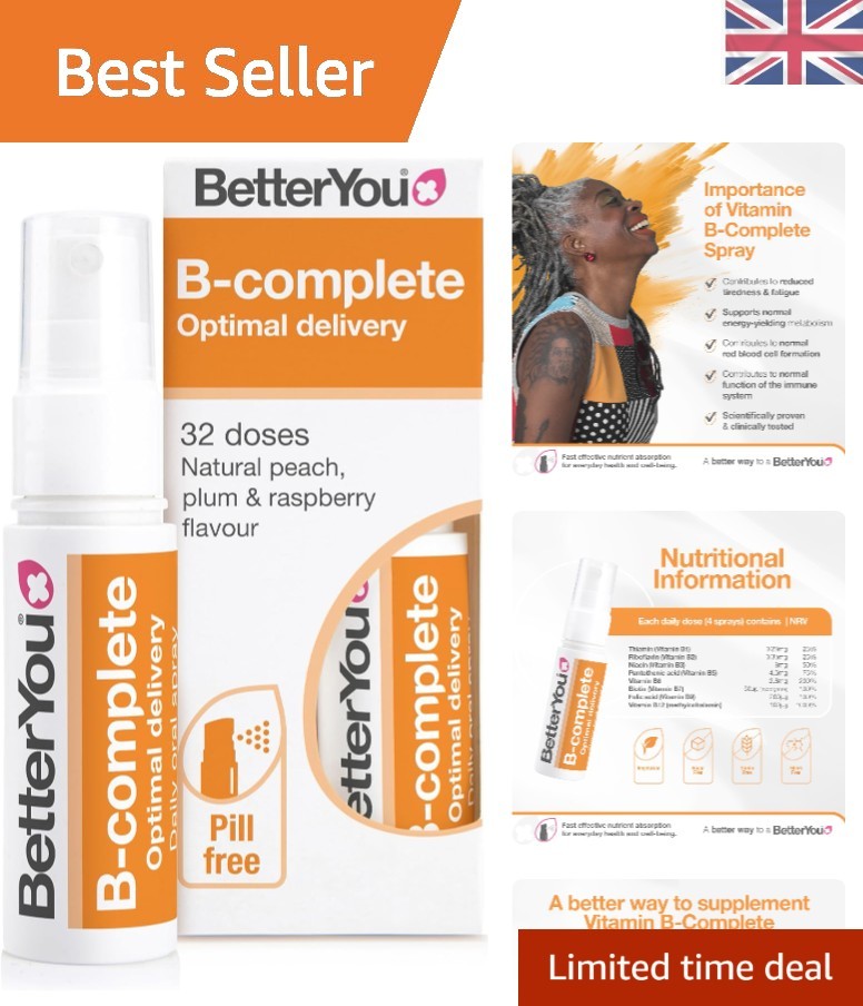 High Strength B-Complex Oral Spray for Energy, Delicious Flavors, 1- Supply