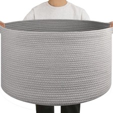 90L Blanket Basket for Living Room, Large Basket 23" x 23" x 13" with Handle,...