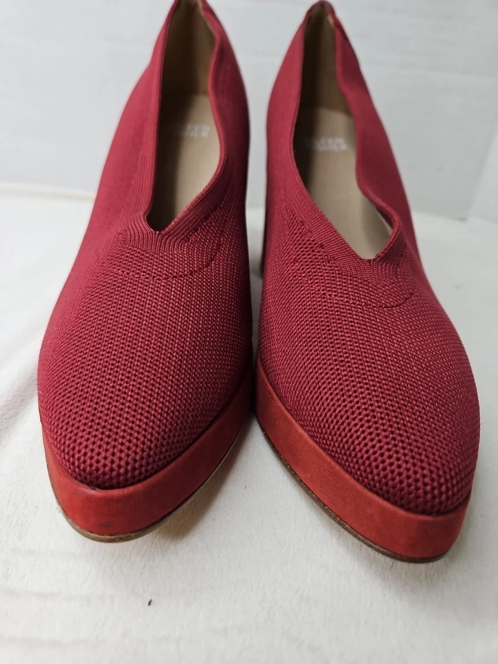 Bomba de tacón bloque tejido elástico Eileen Fisher Signy, borgoña, talla 9 NUEVO Foto 2 de 4