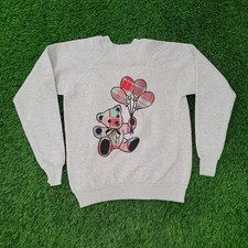 Vintage 90s Teddy-Bear Sweatshirt Womens Large 20x23 Gray
