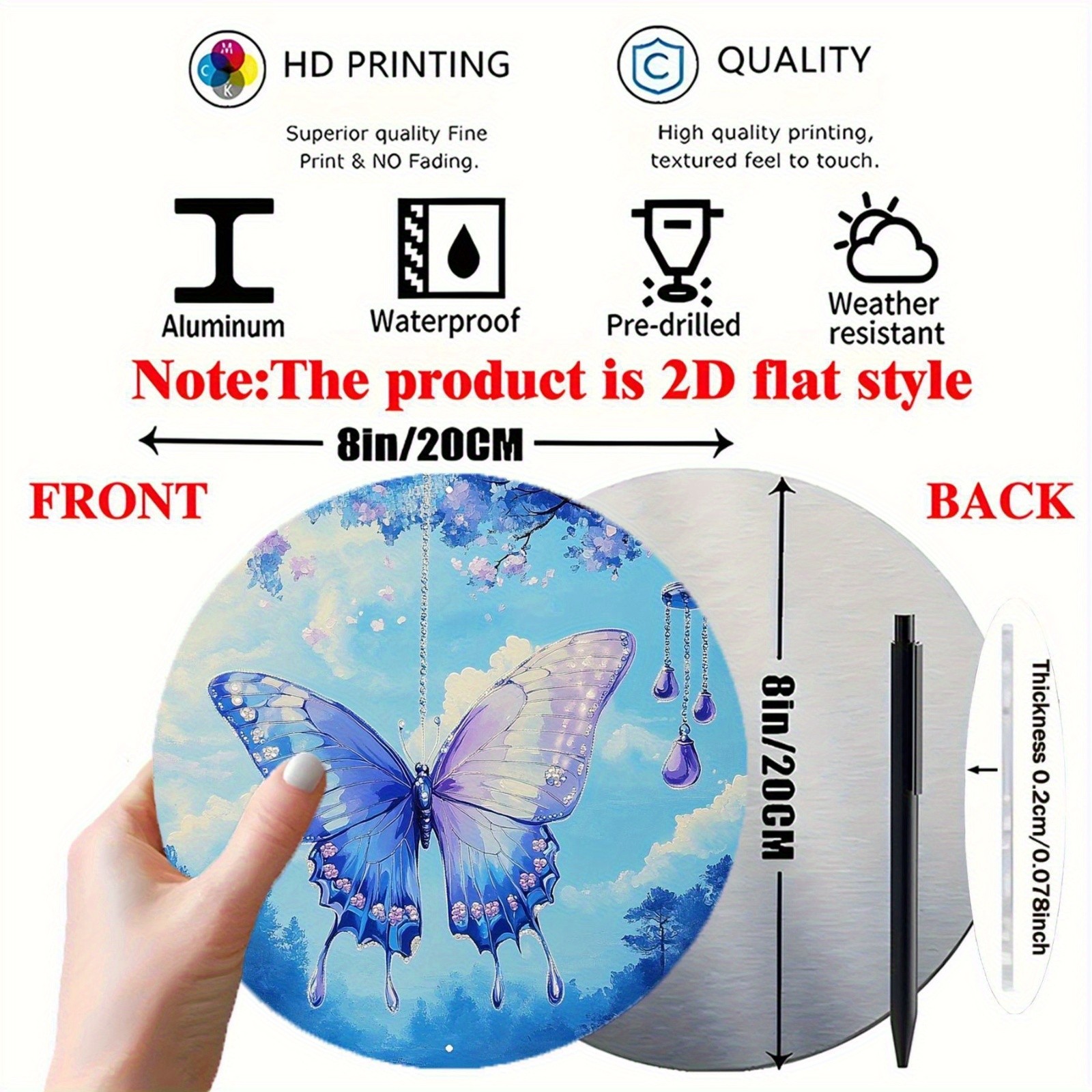 Retro Floral Style Round Aluminum Wall Art for Living Room Bedroom Office