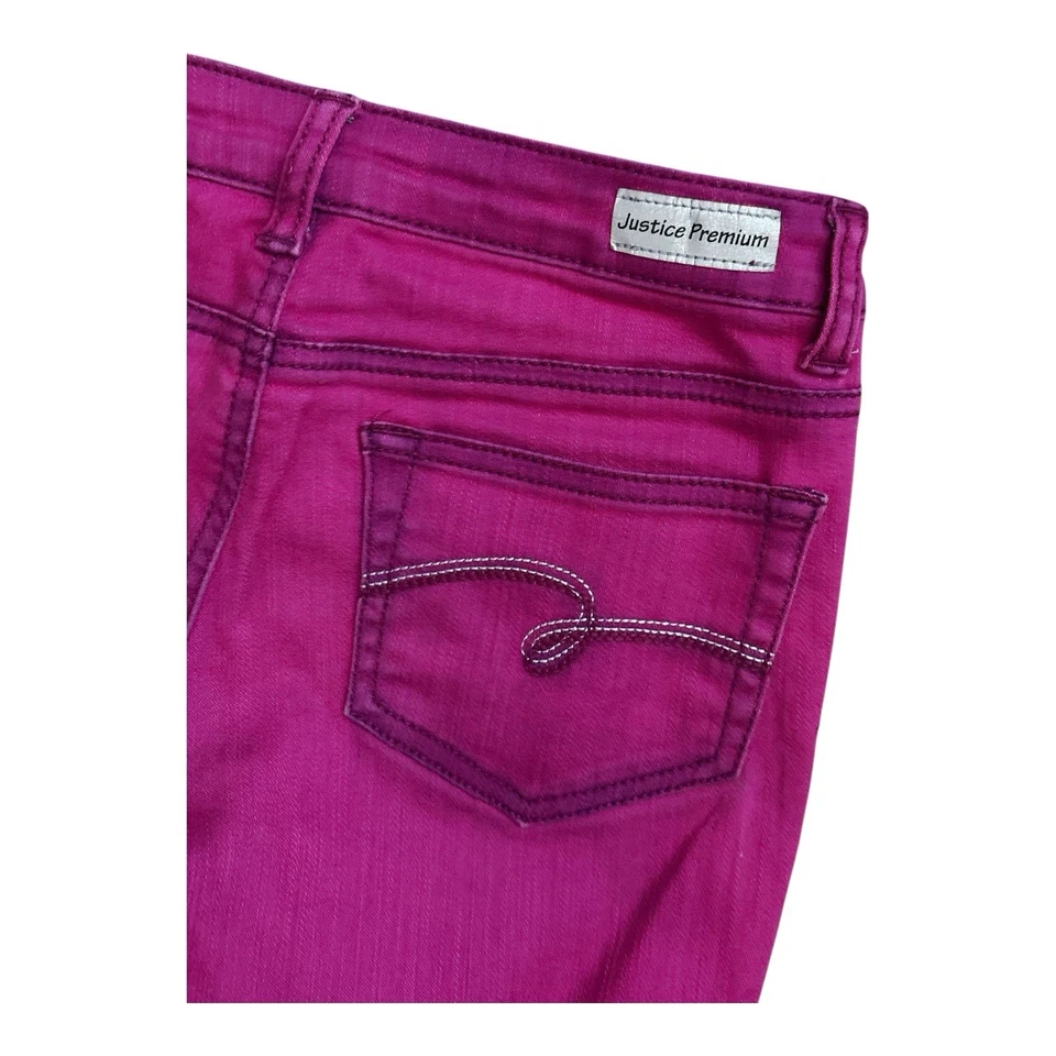 JUSTICE Girls Youth Size 10.5 Pink Slim Straight Jeans 25.5" Inseam - Image 3 of 4
