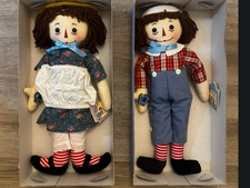 Vintage 1995 Collectable Raggedy Ann & Andy Cloth 18” Anniversary Dolls Boxed