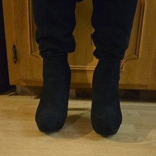 Dream Pairs Women s Black Knee High Faux Suede Round Toe Zip Block Heel Boots 11