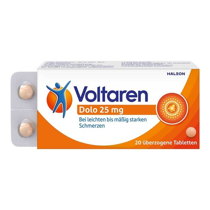 Voltaren Dolo 25mg Tabletten, Schmerztabletten gegen Rückenschmerzen · 20 St · P