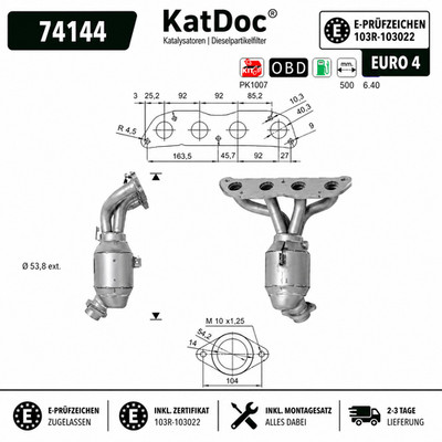   Katalysator für Nissan Qashqai/X-Trail, 2.0, 103/104kW, Euro 4