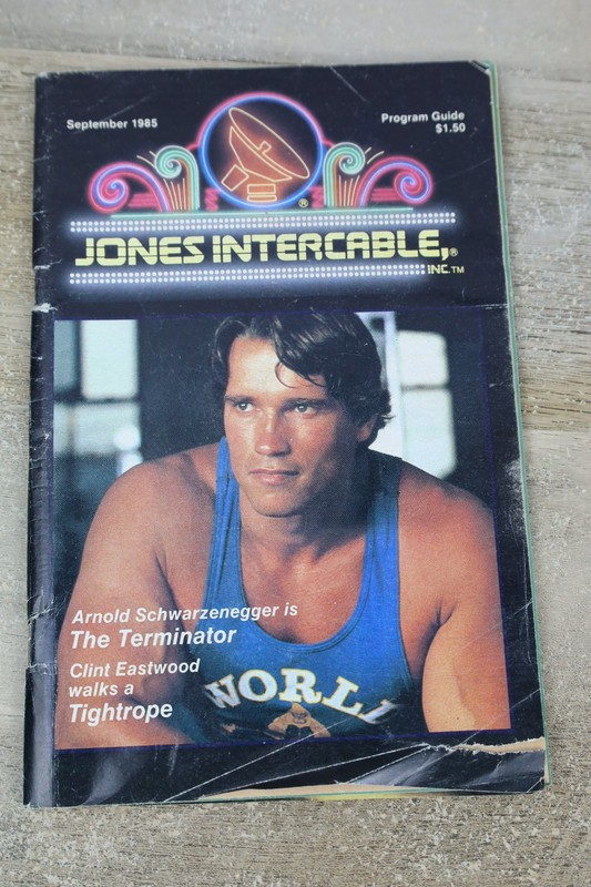 Vintage 1985 Jones Intercable, Inc Program Guide - Arnold Schwarzenegger