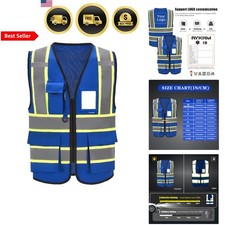 11 color High Vis Reflective Safety Vest for Women Men Pocket Zipper ANSI/ISE...