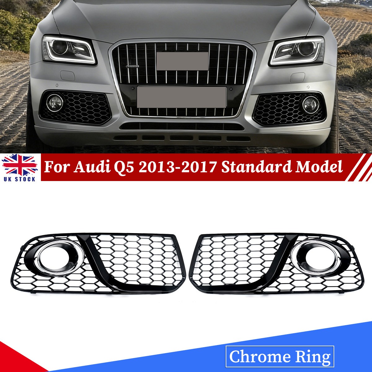 RS Style Honeycomb Front Fog Light Grille Cover For Audi Q5 2013-2017 Standard