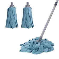 KeFanta Mops for Floor Cleaning,One Mop Handle with 2 Blue Microfiber Cloth M...