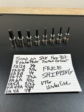 Vtg 8 Pc. Snap On Tools 38 Drive Sae Standard Hex Bit Socket Set 1838