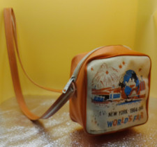 NY Worlds Fair 1964 Bearse Manufacturing purse bag vinyl orange child mascots