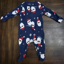 Old Navy Baby 2-Way-Zip Sleep Play Footed Outfit Black Santa Pajama NB To 7lbs