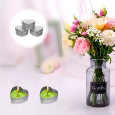 6pcs Heart Shaped Tinplate Candle Tins Silver Candle Containers Love Box